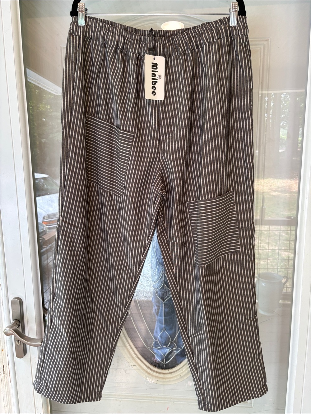 Minibee Women’s Blue Striped Cropped Pants